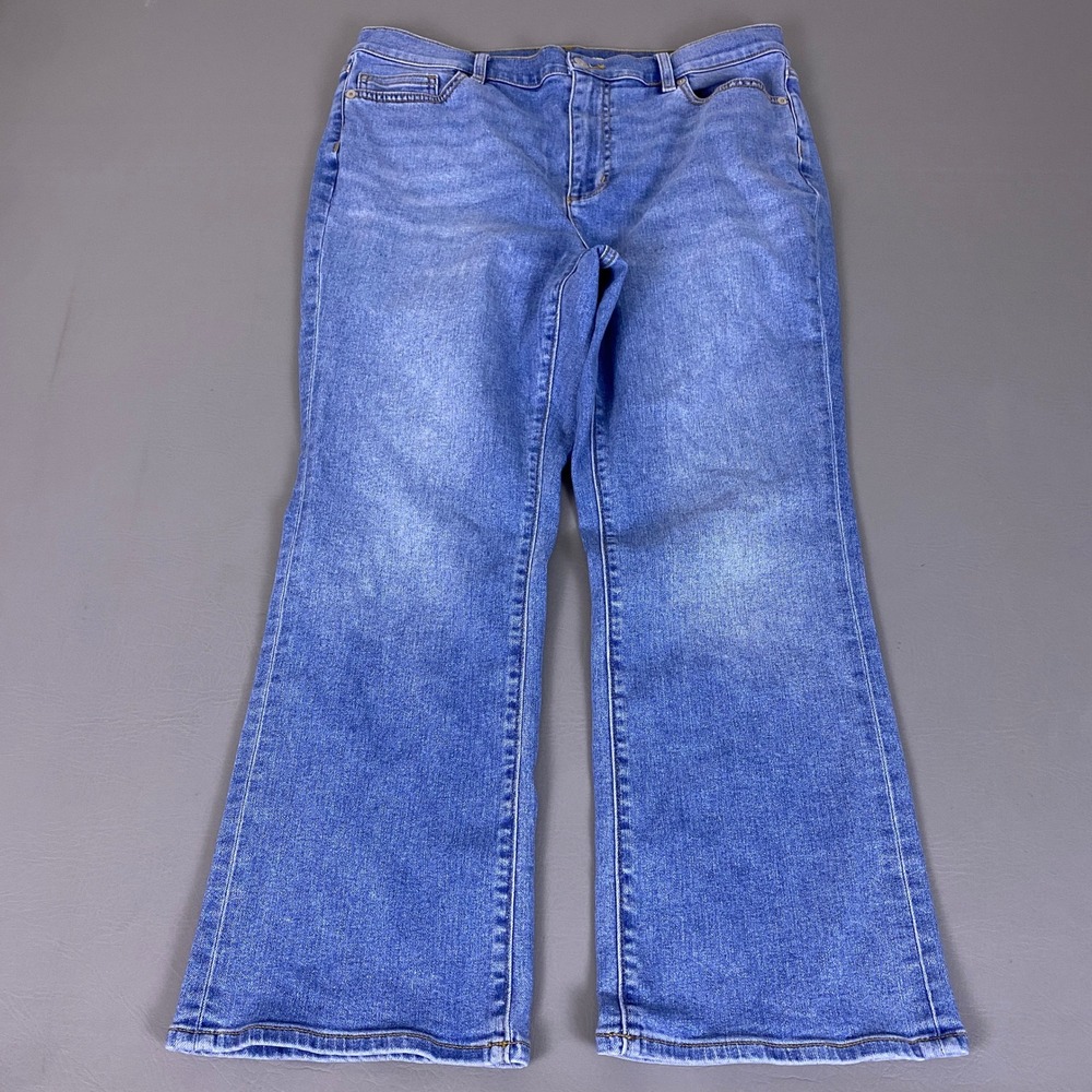Lands End Flared Jeans Women's Size 14 Blue Medium Wash Stretch Denim